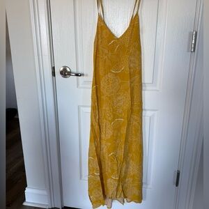GAP Mustard Yellow Floral Maxi Dress Size S